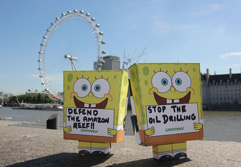Image for An army of tiny SpongeBobs is protesting against BP