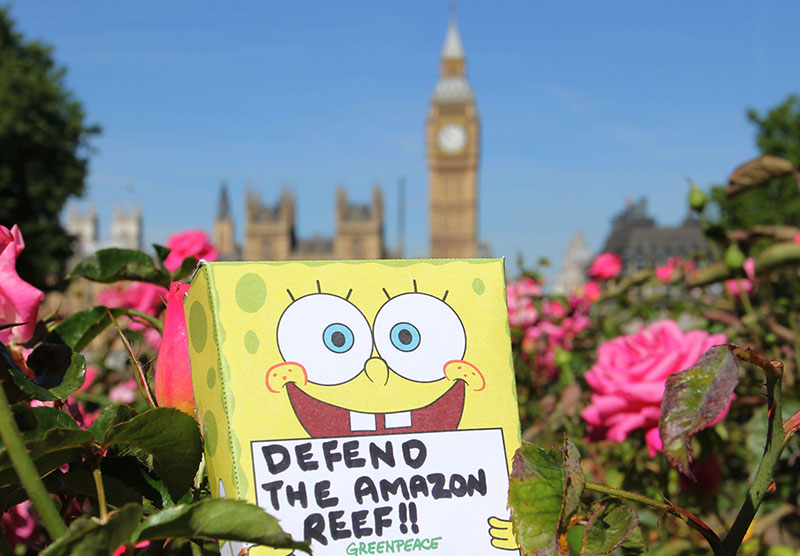 Image for SpongeBob protests against BP, all over the UK!