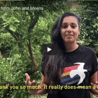 Greenpeace activist Meena Rajput appearing in a video thanking donors for their generosity