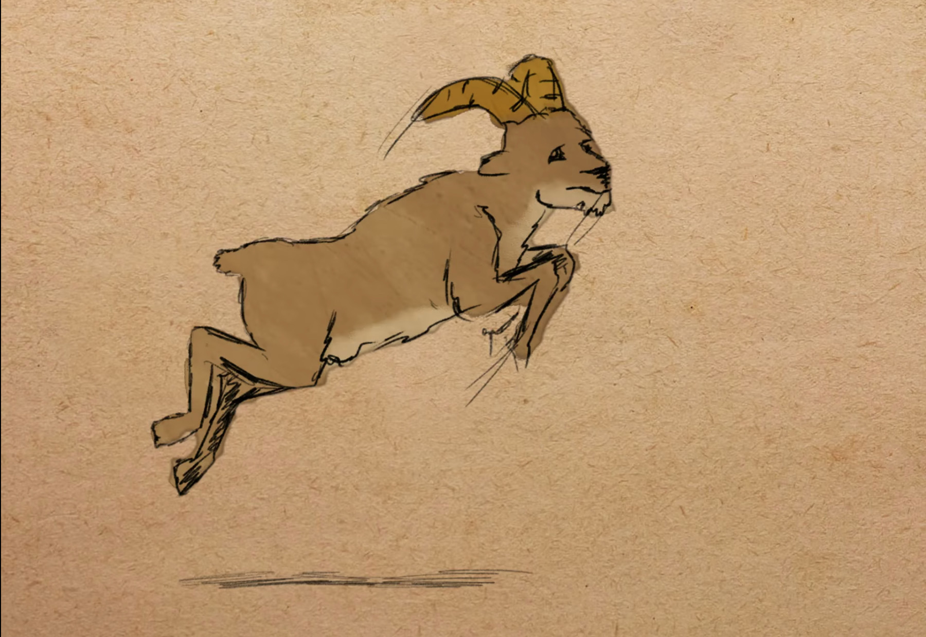 Illustration of an extinct pyrenean ibex