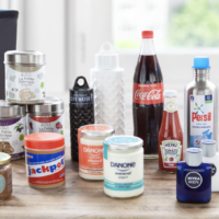 A variety of groceries and household products in reusable containers
