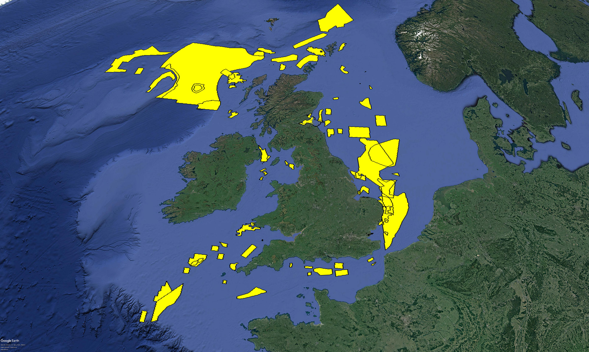 A map of the UK, showing offshore Marine Protected Areas scattered around the coast.