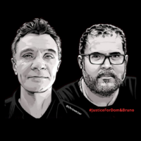 #JusticeForDom&Bruno: Faces of Dom and Bruno against a black background