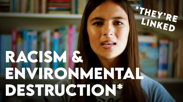 Video thumbnail of Mya-Rose Craig. Text reads "Racism and environmental destruction *they're linked"