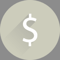 Circular icon showing a dollar sign.
