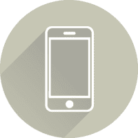 Circular icon showing a mobile phone.