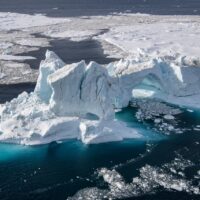 Aerial photo of a beautiful iceberg