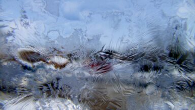 Closeup of frost on a window pane