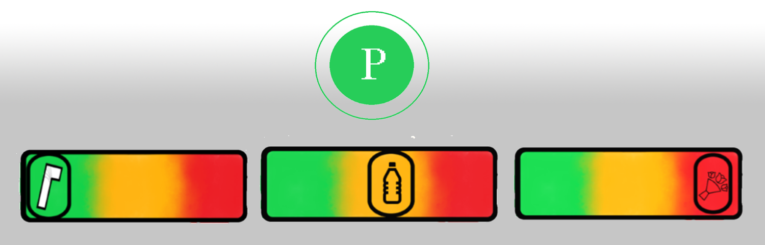 Mockup of a traffic light system and information symbol for plastic access.