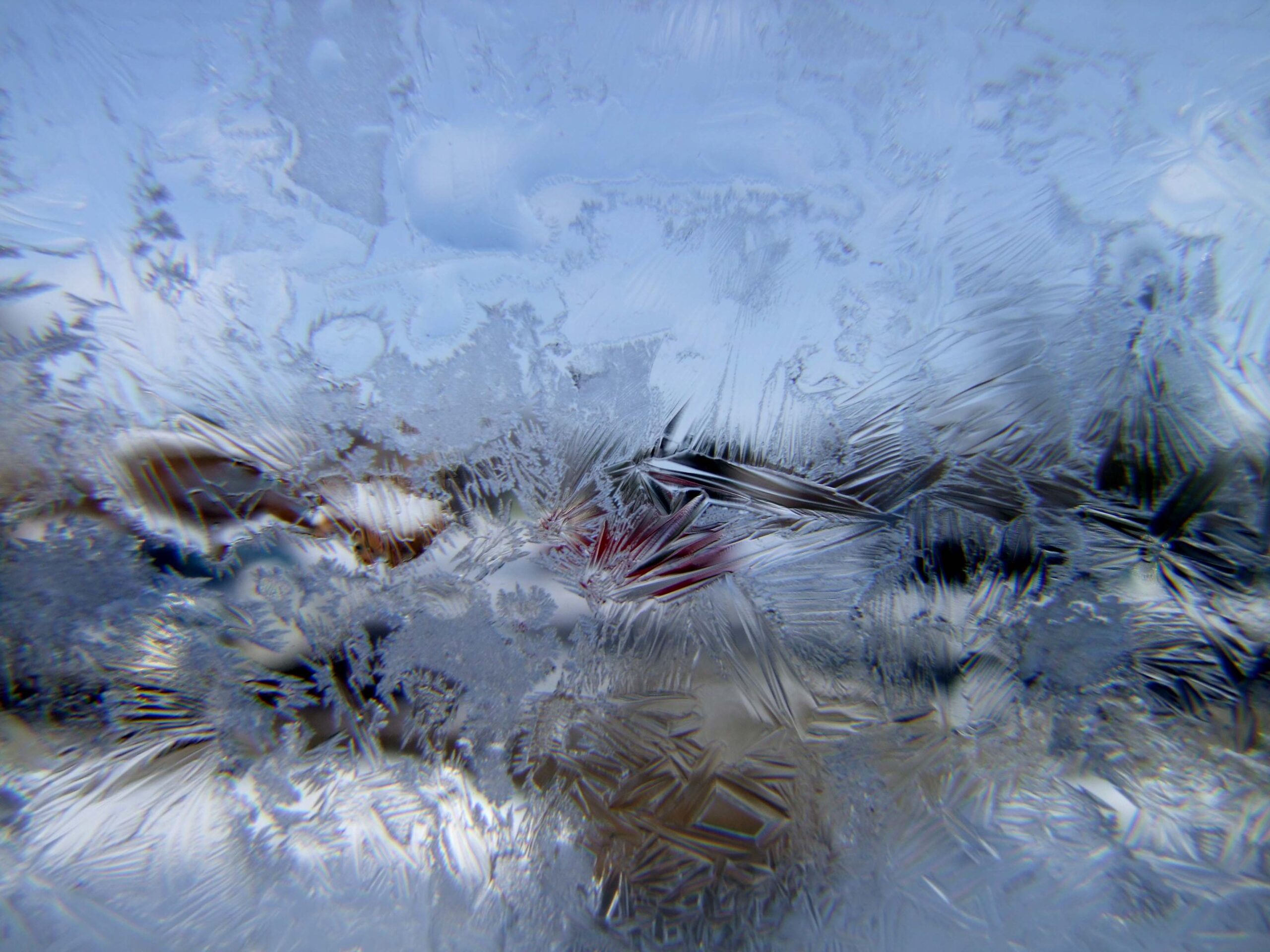 Closeup of frost on a window pane