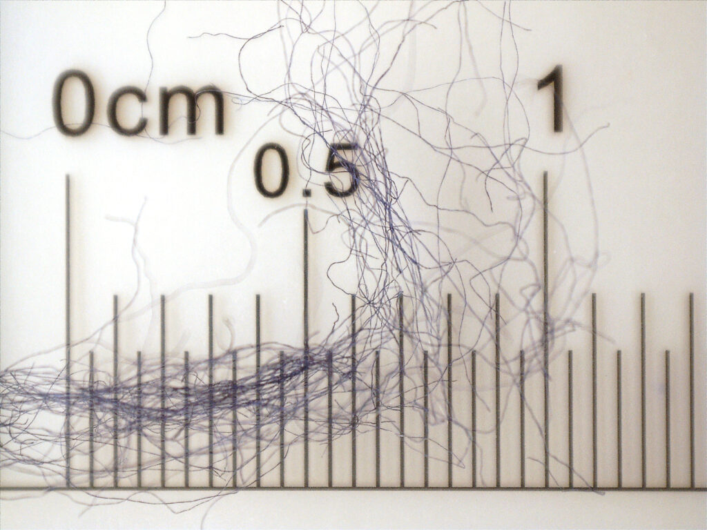 Microfibres a fraction of a centimetre small shown under a microscope