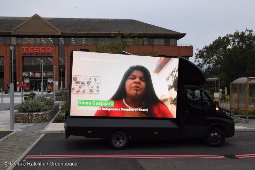 Indigenous leader demands Tesco drop forest destroyers in video appeal at supermarket’s HQ