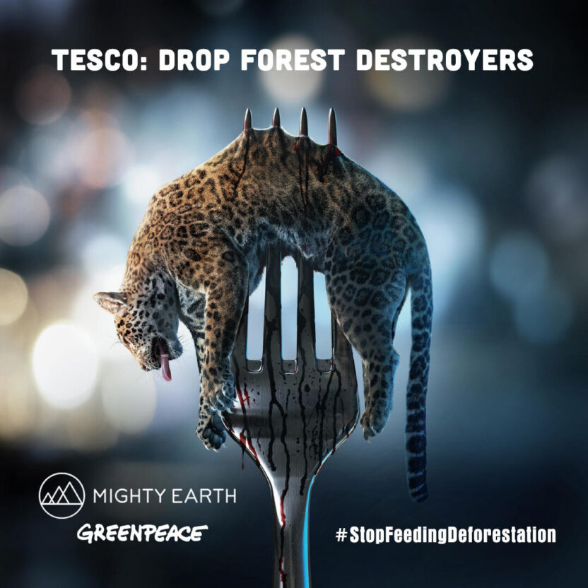 Composite illustration shows a dead jaguar impaled on a kitchen fork. Text reads: 