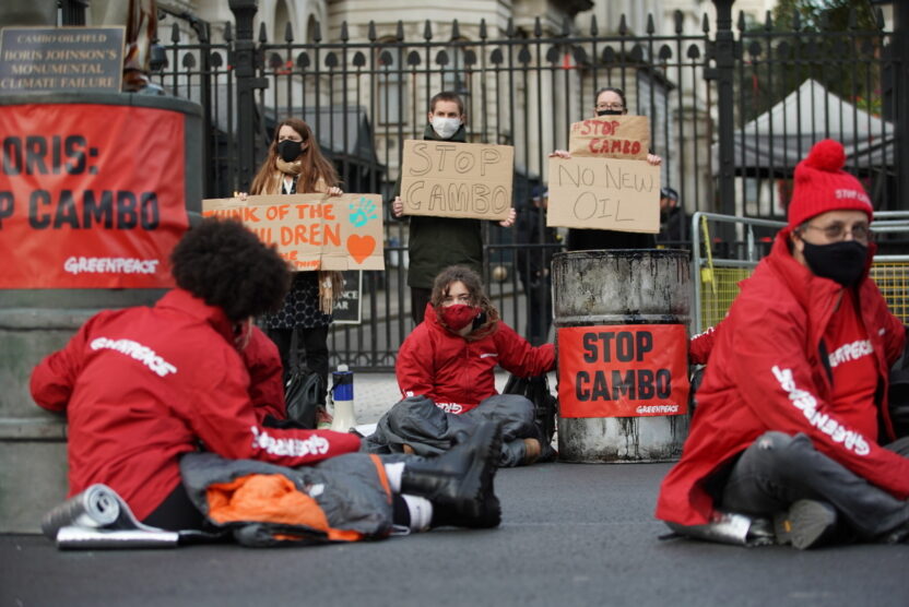 Breaking: Greenpeace blocks Downing Street over oil drilling