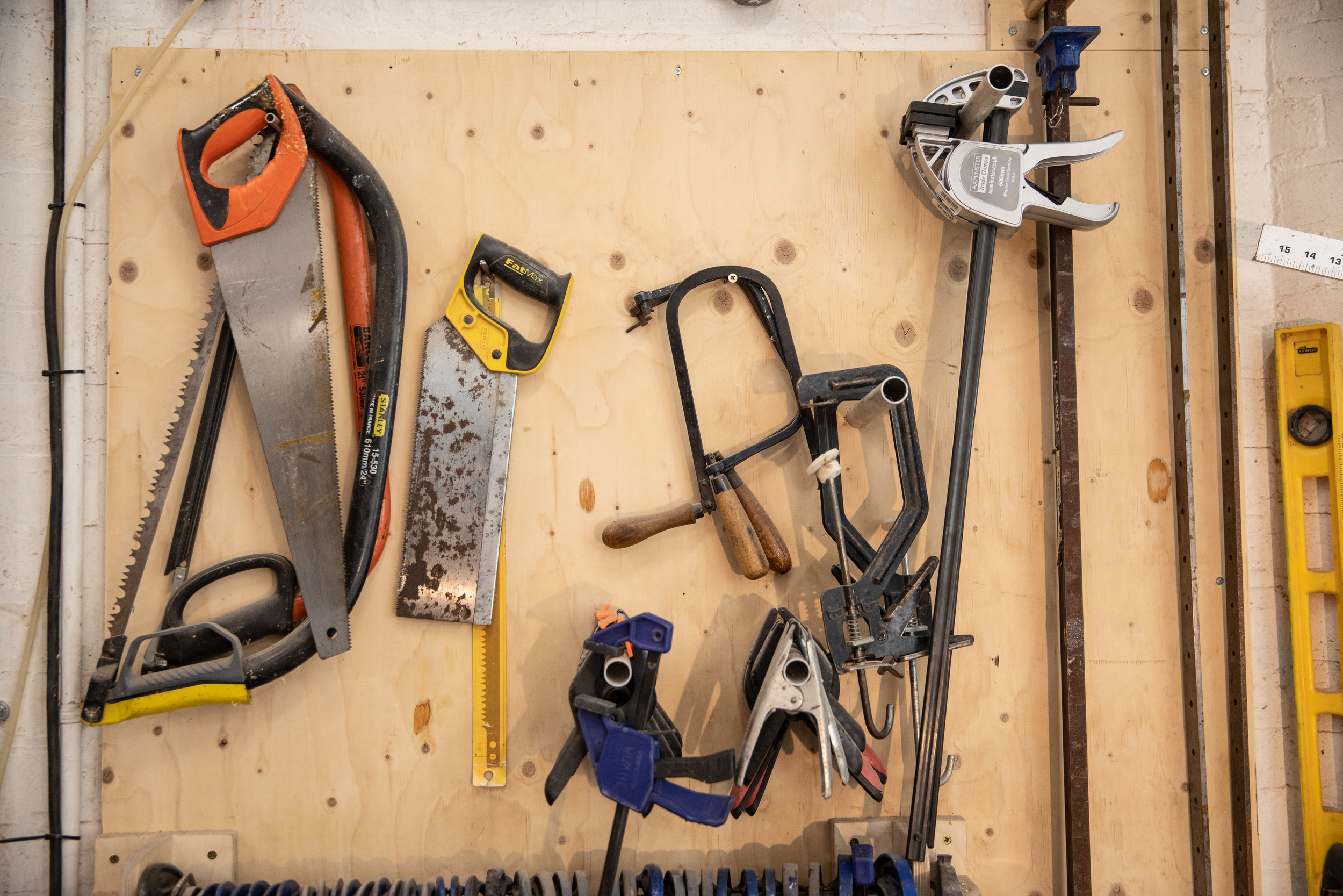 Tools hung neatly on the wall