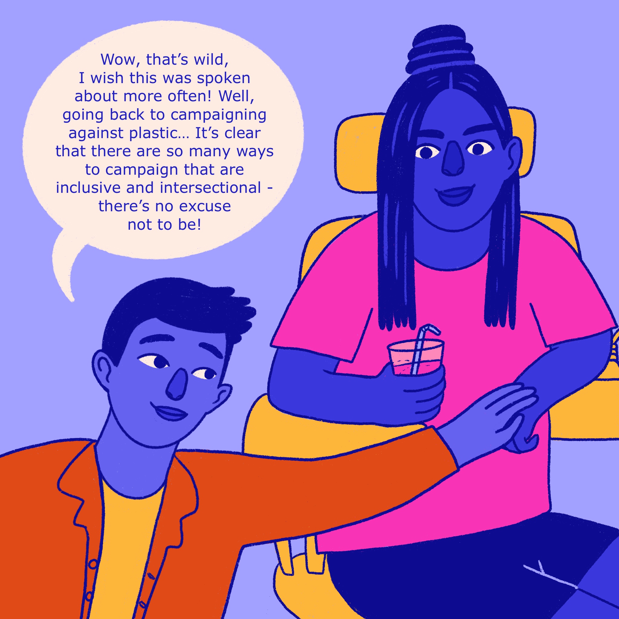 Comic panel on plastic and disability. See transcript below for full description.