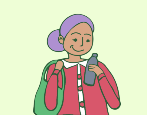 Illustration of a child holding a water bottle