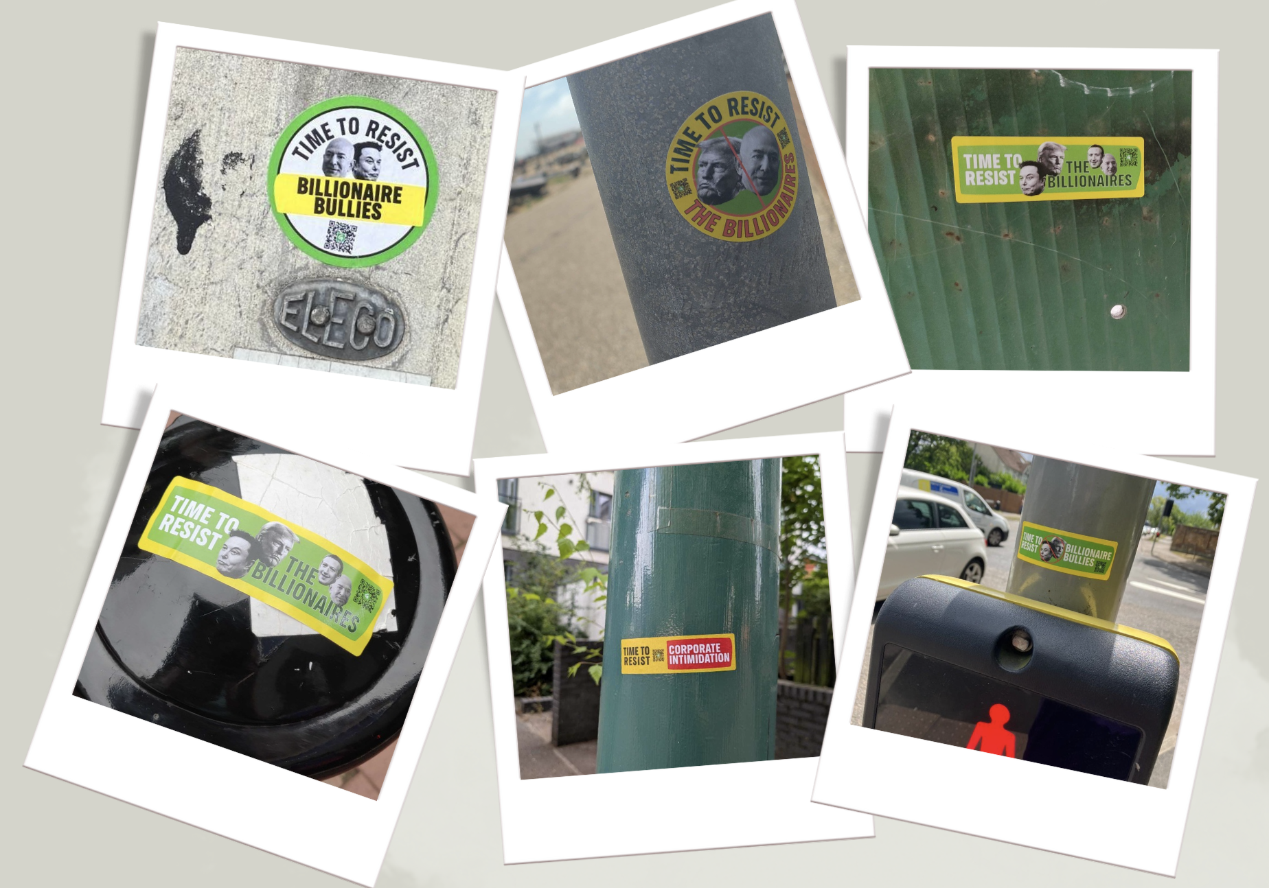 Montage of Time To Resist stickers