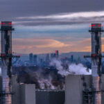 An aerial view of the Manchester skyline behind the Carrington Power Station which is operated by Irish energy provider ESB Energy on January 13, 2025 in Carrington, England.